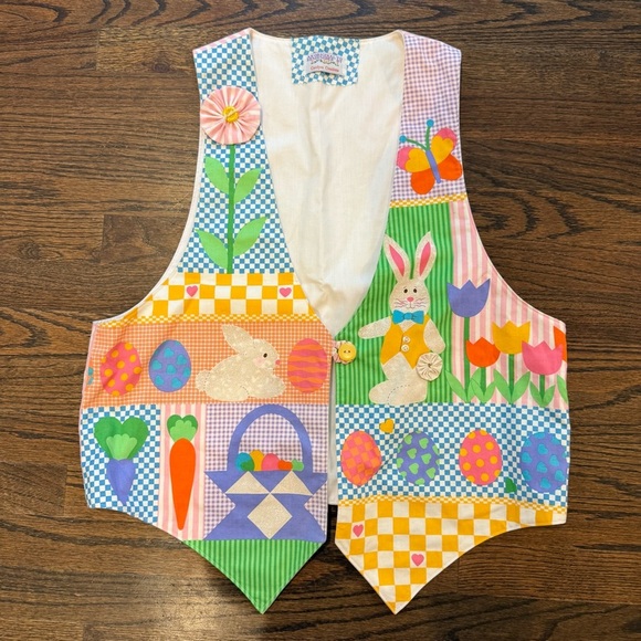 Vintage VTG Patchwork Cottagecore Grandmacore Easter Spring Vest - Picture 1 of 7
